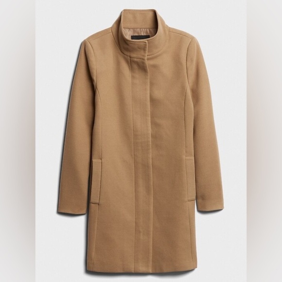 Anthology Funnel Neck Single-Breasted Long Coat Camel Color with Woman size 26 - Picture 2 of 10